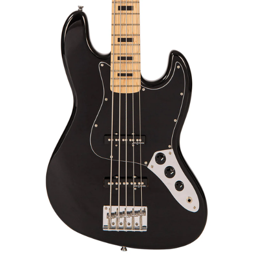 Contrabaixo Vintage V495 Coaster Series 5 Cordas Gloss Black com Corpo Paulownia Braço Maple Escala Maple 20 Trastes 2 Captadores Single Coil Entwistle Ponte Intonatable
