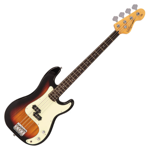 Contrabaixo Vintage V40 Coaster Series 3-Tone Sunburst com Corpo Paulownia Braço Maple Escala Rosewood 20 Trastes Captador Split Coil Entwistle Ponte 4 Saddle