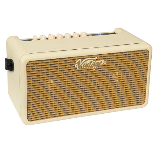 Amplificador Vintage Retro 25W DSP Vintage White com 2x5" Speakers 8 Amp Models 6 Efeitos USB Recording e Ext Speaker Out