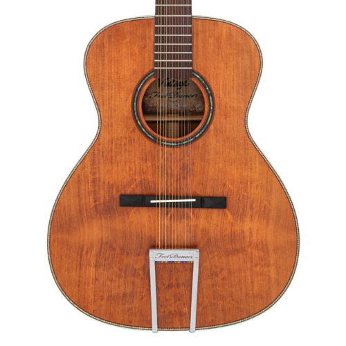 Violão Vintage VE600 Fret Dancer 12 Cordas Aged Open Pore Eletroacústico com Tampo Spruce Sólido Corpo Mogno Braço Mogno Escala Rosewood 20 Trastes 3 Band EQ