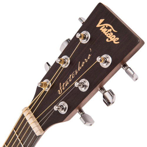 Violão Vintage VE440WK Statesboro Whisky Sour Eletroacústico com Corpo Mogno Dreadnought Cutaway Braço Mogno 20 Trastes Pré-amplificador Vintage com Afinador e EQ