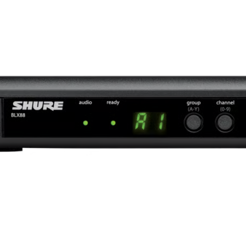 Receptor Shure BLX88 Sem Fio Dual Channel UHF com QuickScan Diversidade Interna 2 Canais Saídas XL