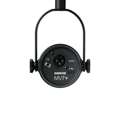 Microfone Shure MV7 USB XLR Dinâmico para Podcast e Vocais Preto com Isolamento de Voz Rejeição Traseira Filtro Anti-choque App ShurePlus MOTIV e DNA do SM7B