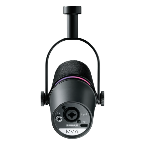 Microfone Shure MV7i Smart Dinâmico USB/XLR com Interface 2 Canais Preto Entrada Combo XLR/¼" Phantom DSP e Touch Panel