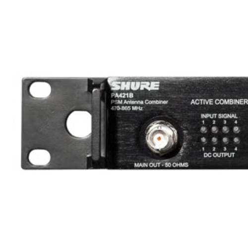 Combinador de Antenas Shure PA421B 4x1 PSM UHF 470-865 MHz com Ventoinha Silenciosa e Encadeamento para até 2 Unidades