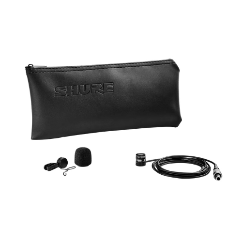 Microfone Shure WL185M Cardioide Lapela Discreto Preto com Conector LEMO3 TQG Presilha Fixação Windscreen e Bolsa de Transporte