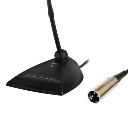 Microfone Shure MX418D/S Gooseneck Microflex 18" Cardioide com Base de Mesa Desktop Pré-amplificador Embudo Flange de Travamento Shock Mount A400SM e Windscreen de Espuma
