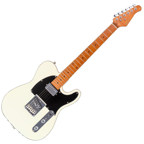 Guitarra Benson Hardy HD 905 OWT BK Olympic White HS com Corpo Alder Braço Roasted Maple Parafusado Escala Roasted Maple 22 Trastes Captadores Wilkinson Humbucker e Bag
