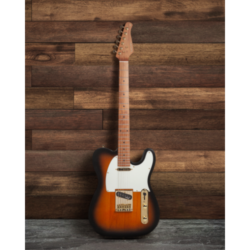 Guitarra Benson Hardy HD T 904 2TS AW Gold 2-Tone Sunburst com Corpo Alder Braço Roasted Maple Parafusado Escala Roasted Maple 22 Trastes 2 Captadores Single Coil Wilkinson Alnico e Bag