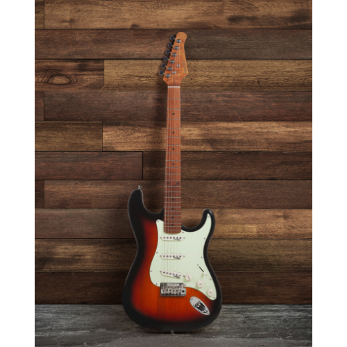 Guitarra Benson Hardy HD 901 3TS MG 3 Tone Sunburst com Captadores Wilkinson Alnico 5 Single-Coil Ponte Wilkinson Tremolo 2 Pivôs Pickguard Mint Green e Bag