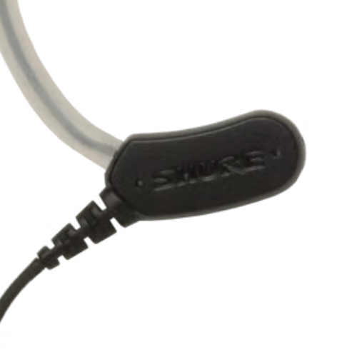 Microfone Shure MX153B/O-TQG Earset Omnidirecional Subminiatura Preto com Gooseneck Flexível Conector TA4F TQG Cabo Kevlar Presilha e 3 Windscreens