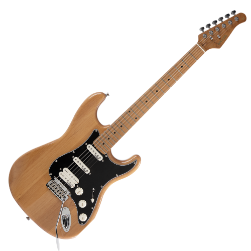 Guitarra Benson Hardy HD 902 N BKPG Black com Captadores Wilkinson Alnico 5 HSS Ponte Wilkinson Tremolo 2 Pivôs Pickguard Black e Bag