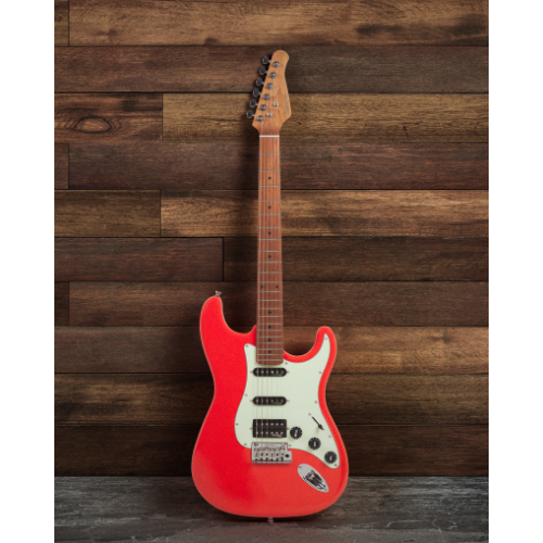 Guitarra Benson Hardy HD 902 FRD MGPG Fiesta Red com Captadores Wilkinson Alnico 5 HSS Ponte Wilkinson Tremolo 2 Pivôs Pickguard Mint Green e Bag
