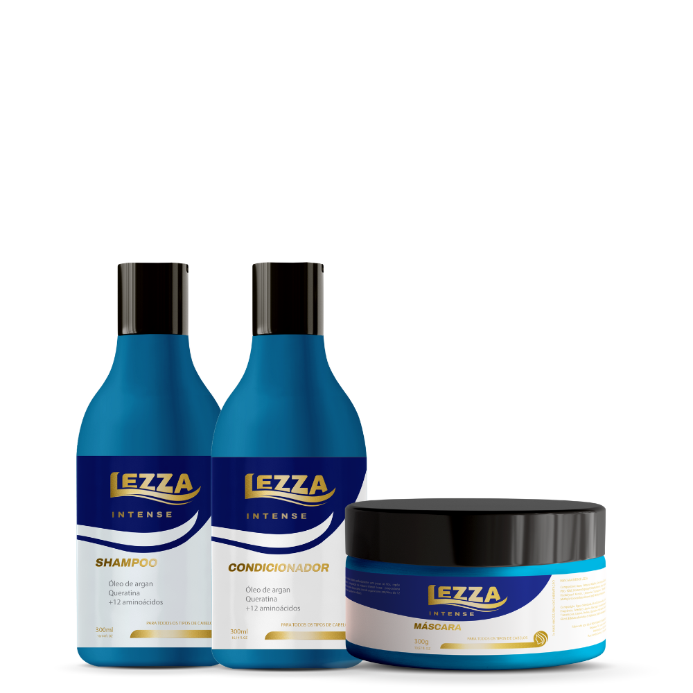 Shampoo 300ml + Condicionador 300mL + Máscara 300gr - Lezza Cosméticos