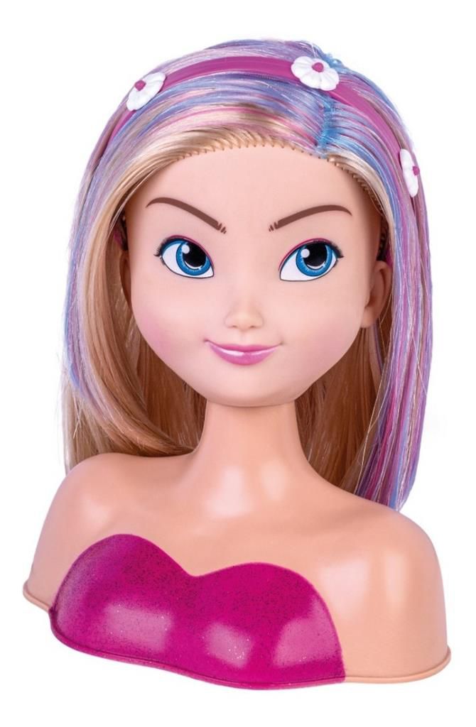 Boneca Busto Nancy Hair Super Toys Fazer Maquiagem