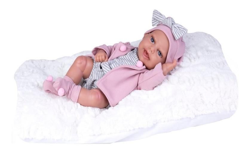 Boneca Bebê Reborn Anny Doll Baby com Macacão - Cotiplás