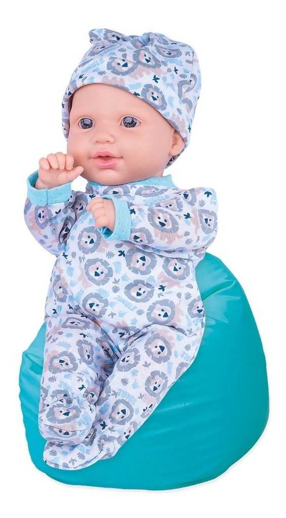 Boneca Com Touquinha Dolls Collection Reborn Roupa Azul - SuperToys