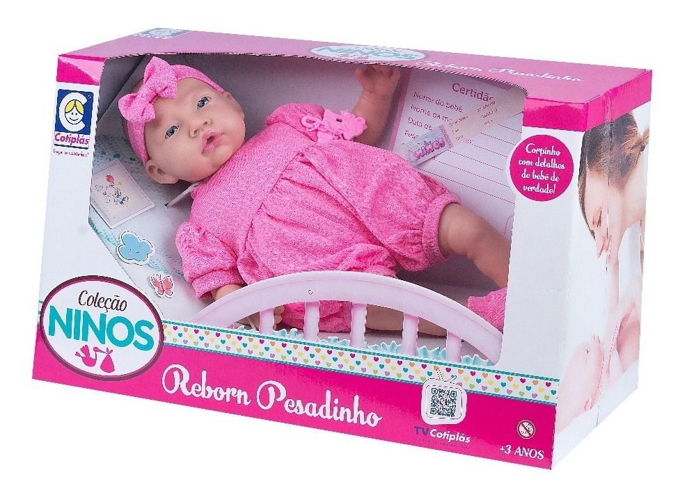 Boneca Coleção Ninos Reborn Pesadinho Menina Cotiplás - Cotiplás - Sempre  um rostinho feliz!