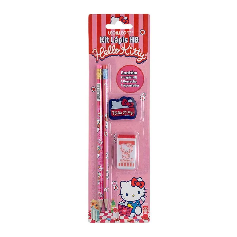 Kit Escolar Hello Kitty 4 peças - LEO E LEO - Atacado Mabel