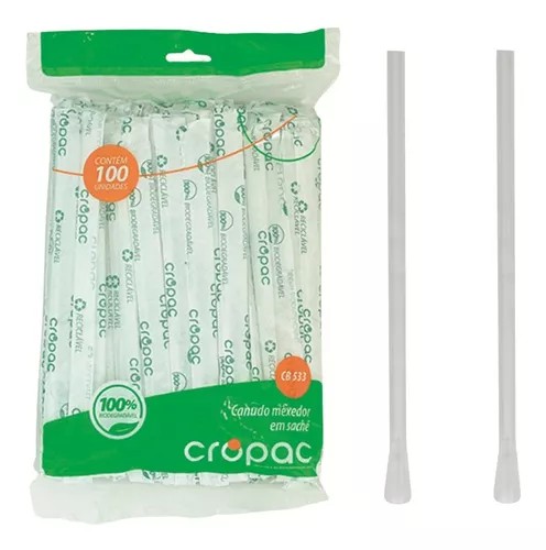 Canudo Biodegradável Colher CB533 5,8mm Pacote com 100 unidades Cropac -  Prudenplástico | Loja de Embalagens em Presidente Prudente