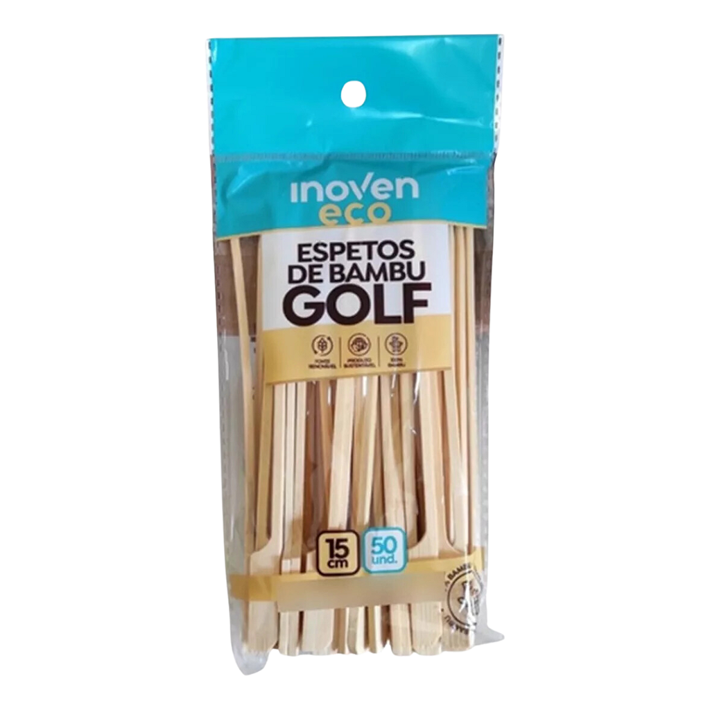 Espeto de Bambu 15cm Golf Inoven - 50 unidades - Prudenplástico