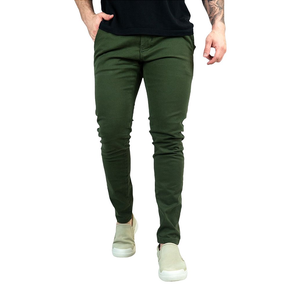 Calça Sarja Verde Militar - Outlet360 | Moda Masculina
