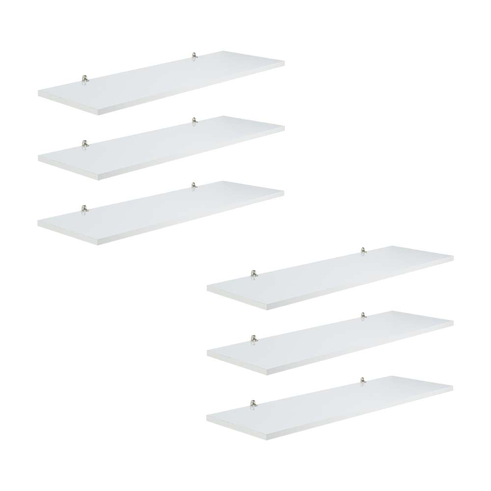 Kit 6 Prateleira Branca MDF 40 x 15cm Suporte Invisível - Pontto