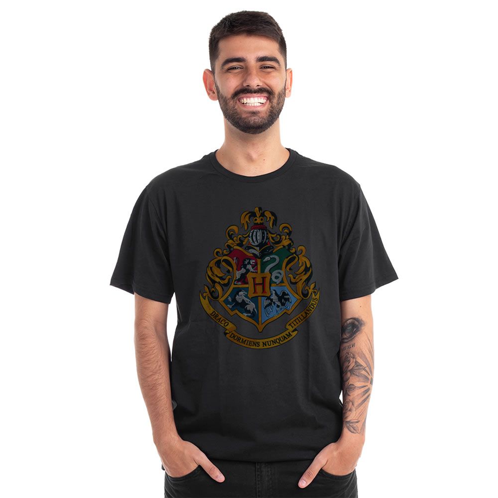 Camiseta Logo Casas de Hogwarts Harry Potter - Super Geek - A Loja do Super  Fãnático