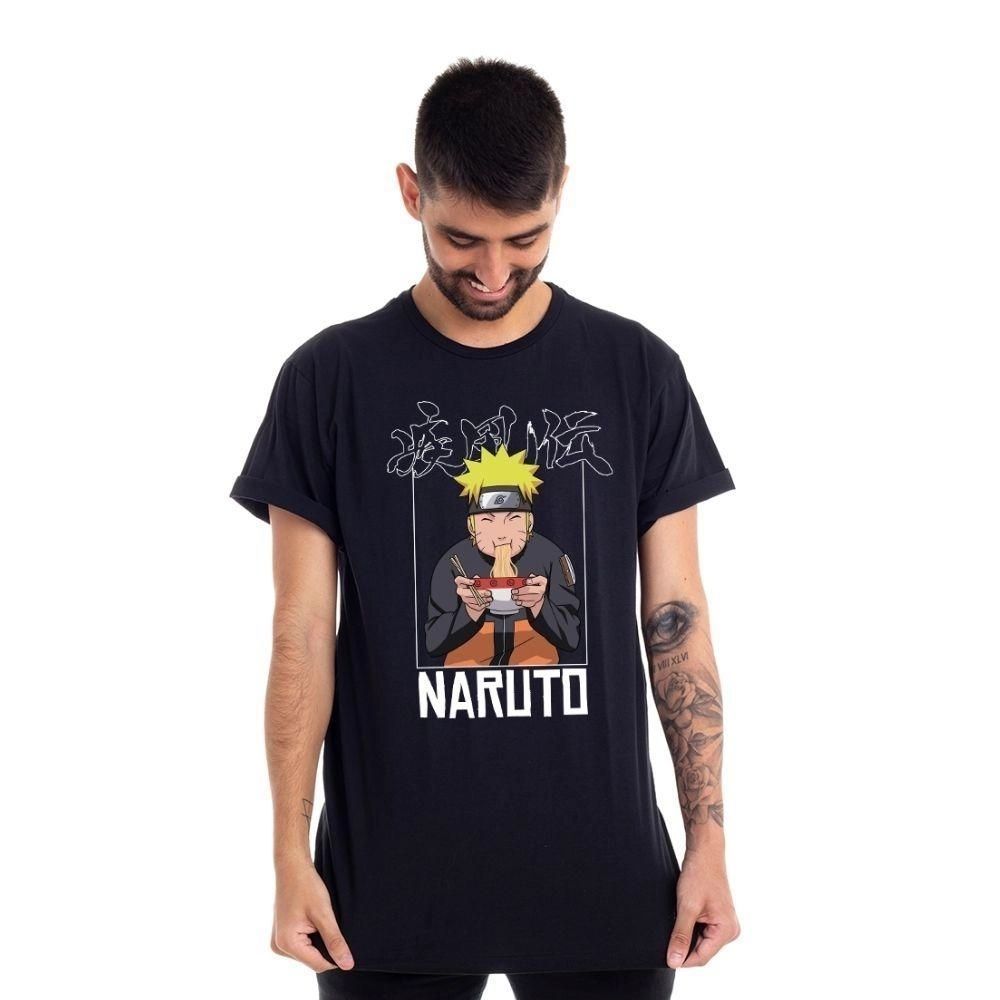 Camisa Naruto Anime Engraçada Naruto Lamen Unissex Comida Sorriso