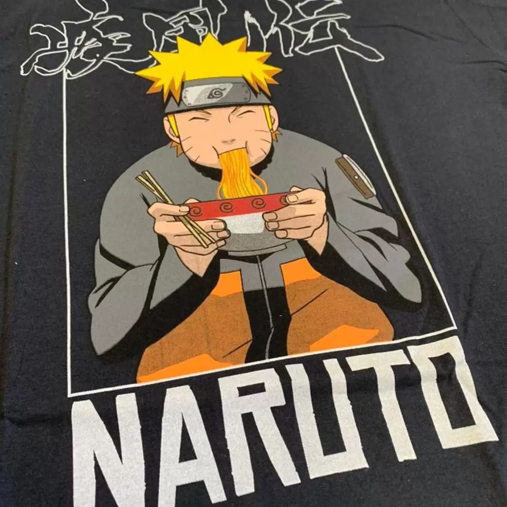 Camisa Naruto Anime Engraçada Naruto Lamen Unissex Comida Sorriso