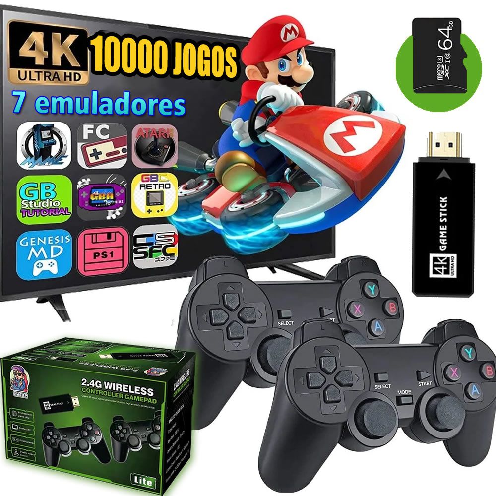 Game Stick 4K Ultra HD Lite 10000 Jogos Retrô - Super Geek