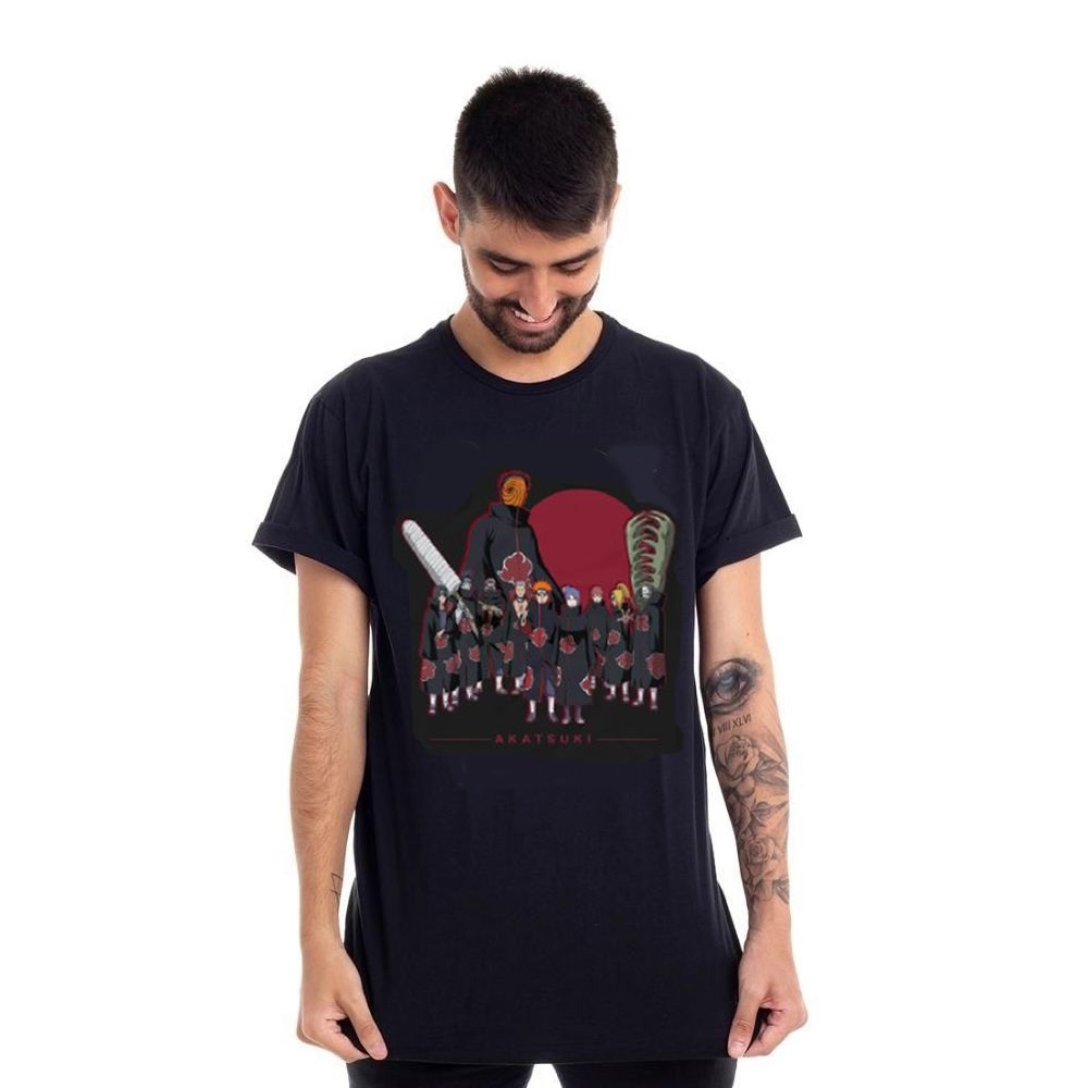 Camiseta Naruto Akatsuki Nuvens Preto Algodão - Clube Comix