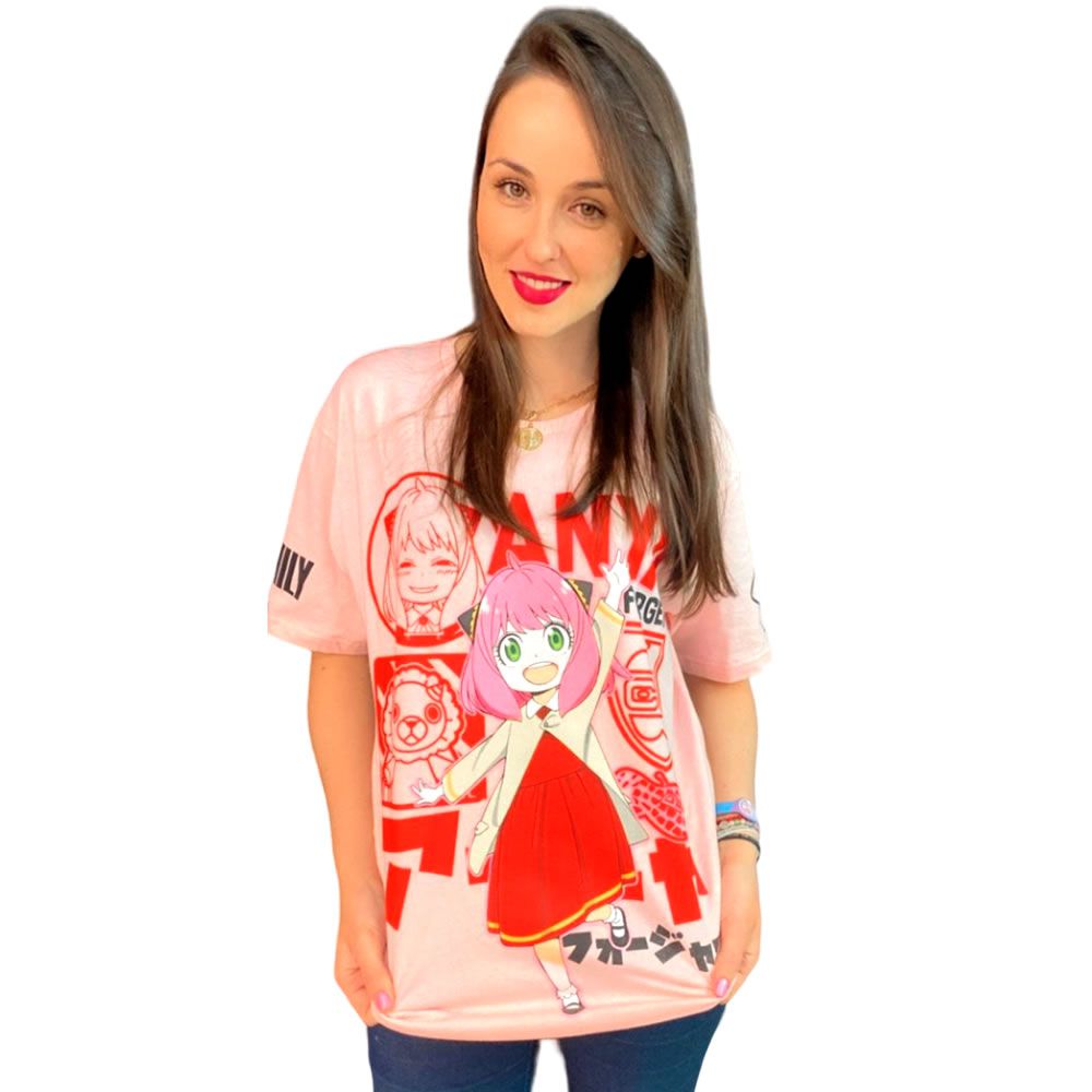 Camiseta Kawaii Anime Girl Print, manga curta gola redonda Top