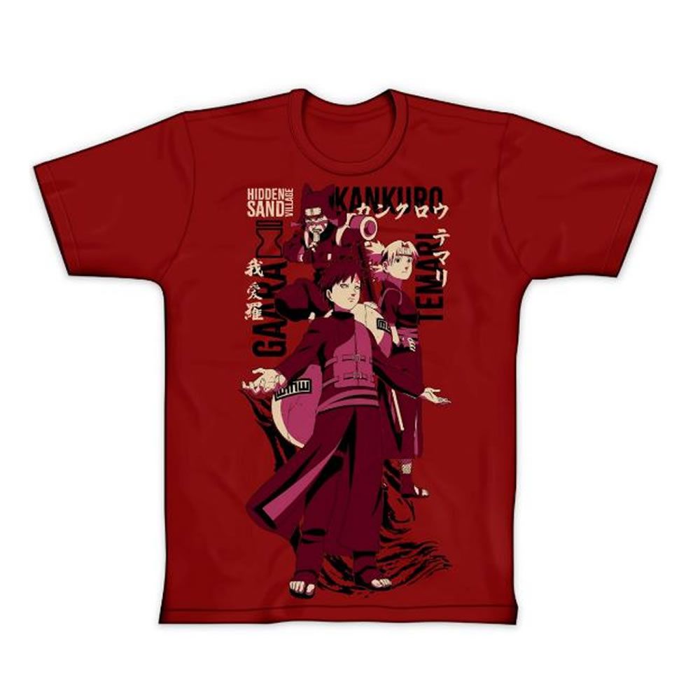 Camiseta Manga Curta em Algodão com Estampa do Gaara Branco