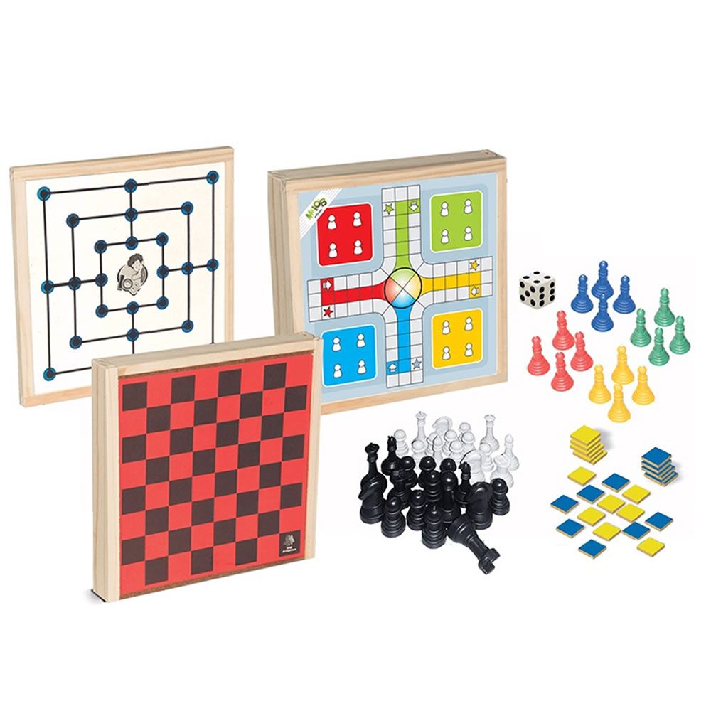 Kit Jogos de Tabuleiro Clássicos Turma Da Mônica Dama Ludo Xadrez