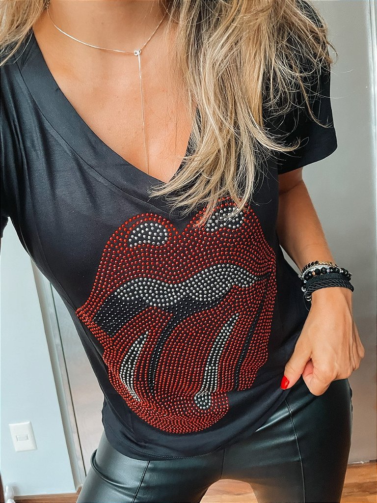 T-Shirt Rolling Stones - Tati Oliveira Bijoux - Tati Oliveira Bijoux