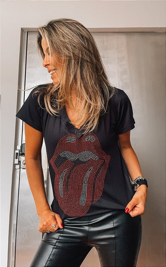 T-Shirt Rolling Stones - Tati Oliveira Bijoux - Tati Oliveira Bijoux