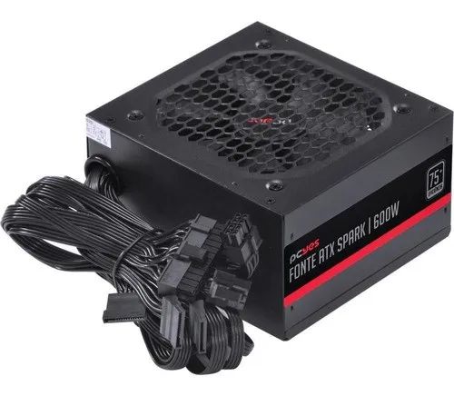 Fonte PcYes Spark 500W 75+ Eficiencia PFC Ativo PXSP500WPT