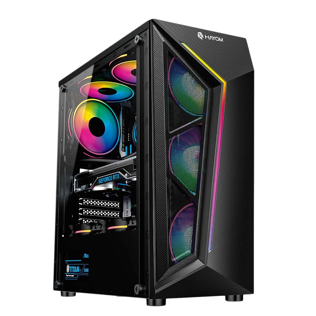 Gabinete Hayom Gamer RGB Com Lateral em Vidro - GB1713