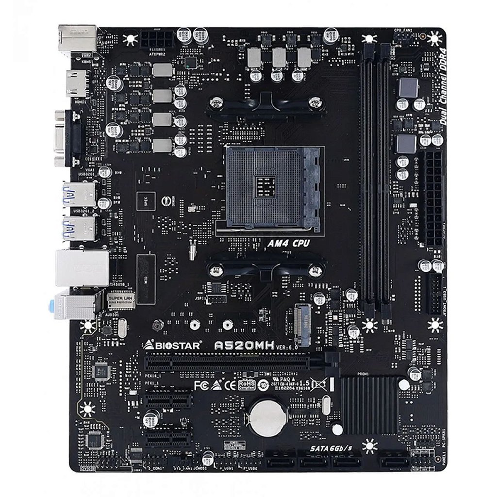 Detalhes de Placa mãe Biostar A520MH amd AM4 mATX DDR4 P/ Ryzen