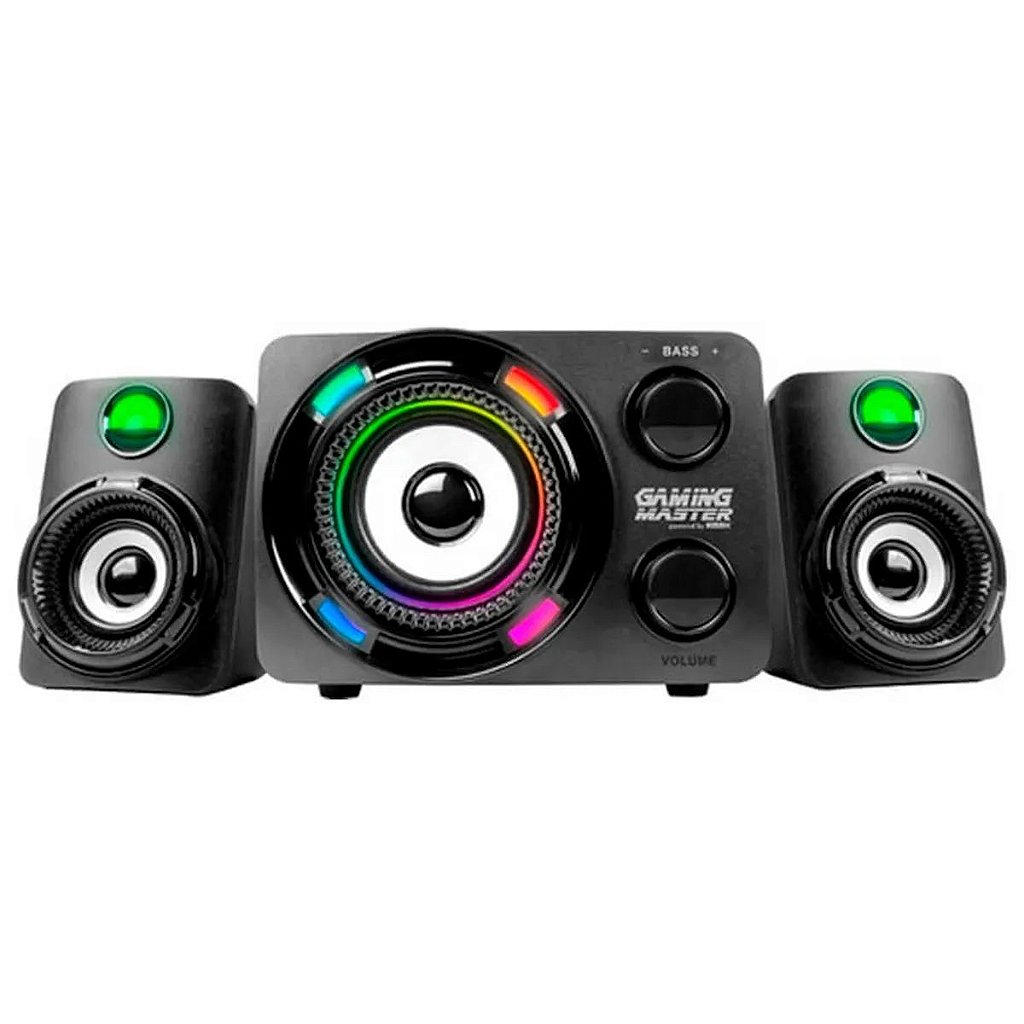Caixa de Som Gamer K-Mex SS-9800 2.1 com LED Multicores