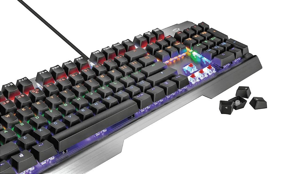 Detalhes de Teclado Trust GXT877 Scarr Rainbow Switch Linear Red 23385