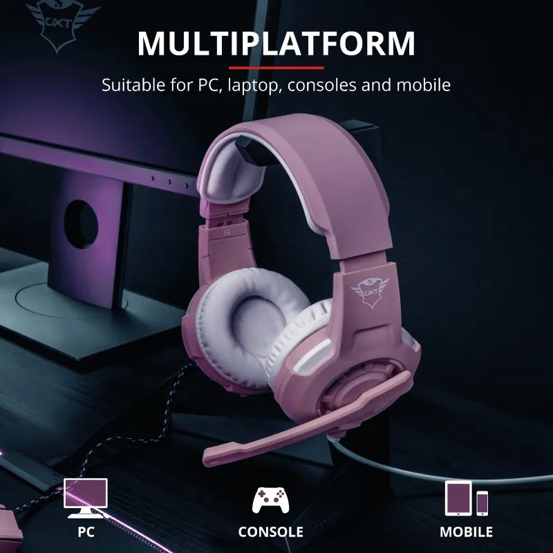 Detalhes de Headset Trust GXT 310P Radius Gaming Pink Pc/Consoles - 23203-02