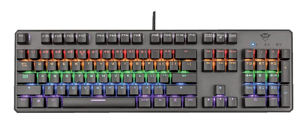 Detalhes de Teclado Mecânico Trust Asta Led 7 Cores Switch Red - 22630