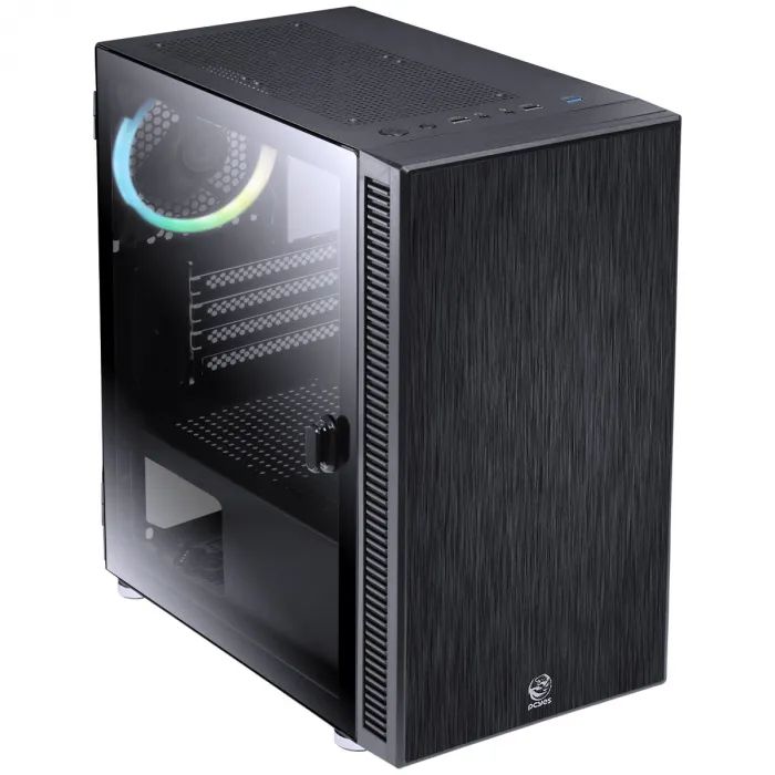 Detalhes de Gabinete MID-TOWER PCYes Solid Preto RGB Lateral em Vidro