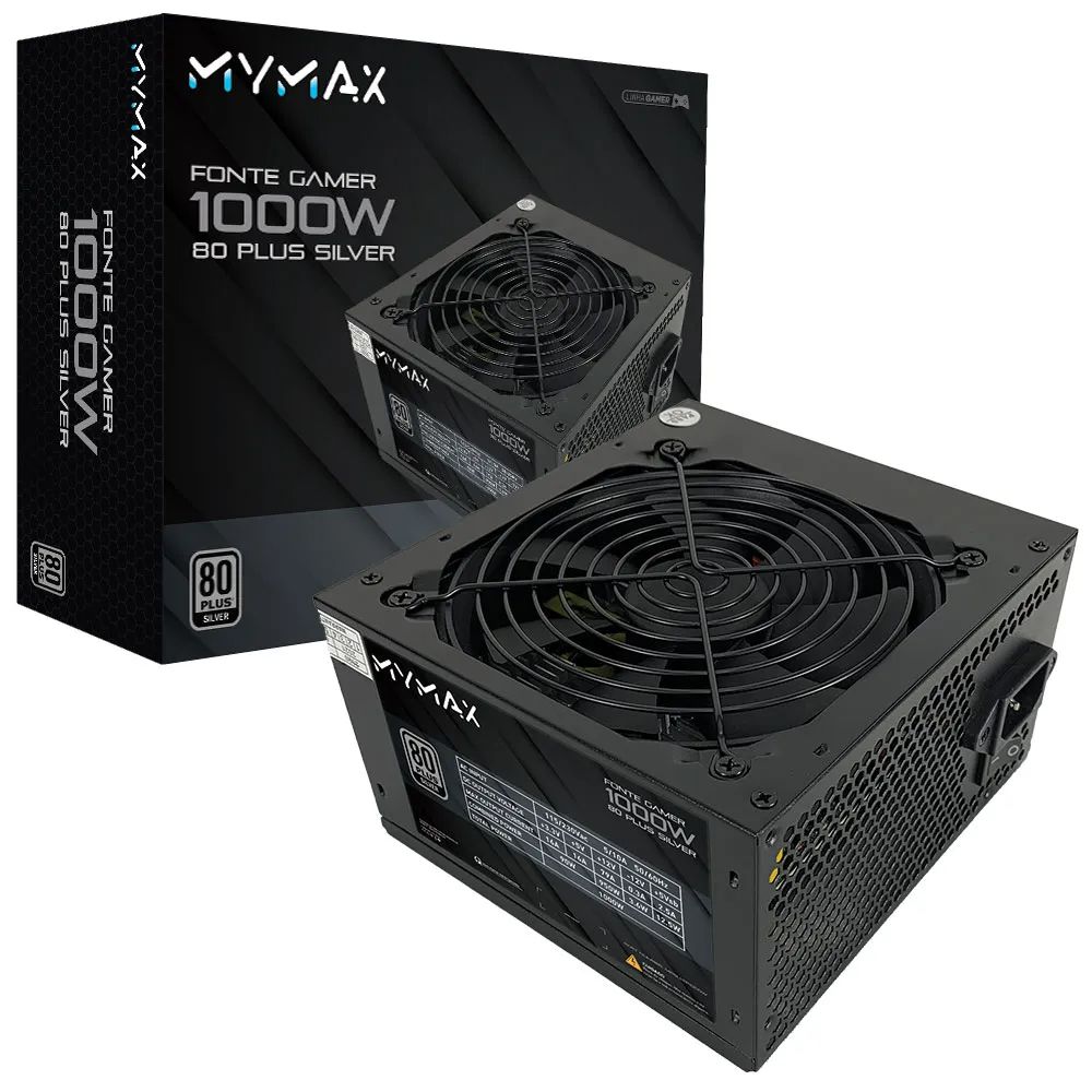 Fonte Mymax 1000W 80 Plus Silver MPSU/FP1000 PFC Ativo