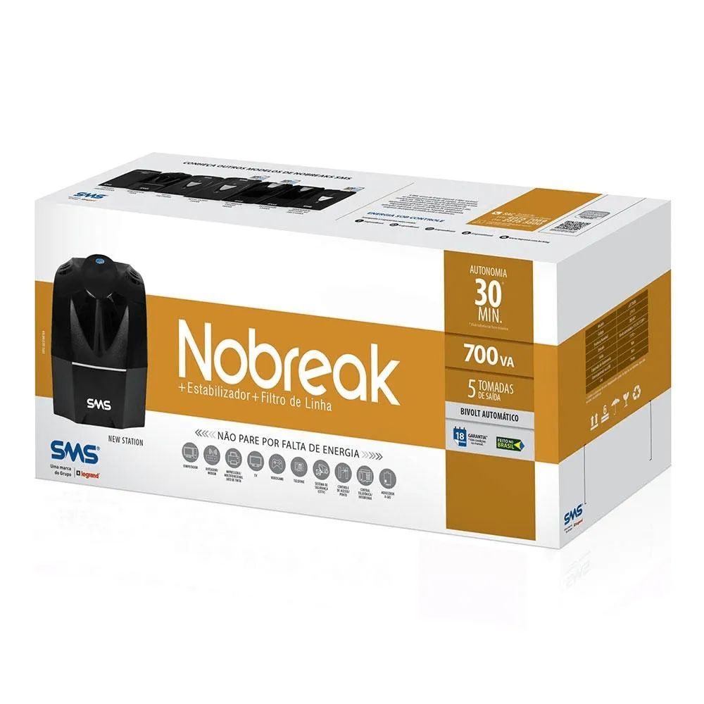 Detalhes de Nobreak SMS New Station 700VA Bivolt, Saída 115V - 27915