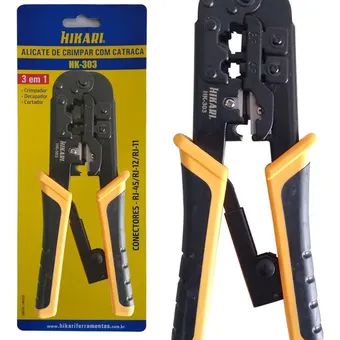 Alicate de Crimpar com catraca rj45, rj12 e rj11 - Hk-303