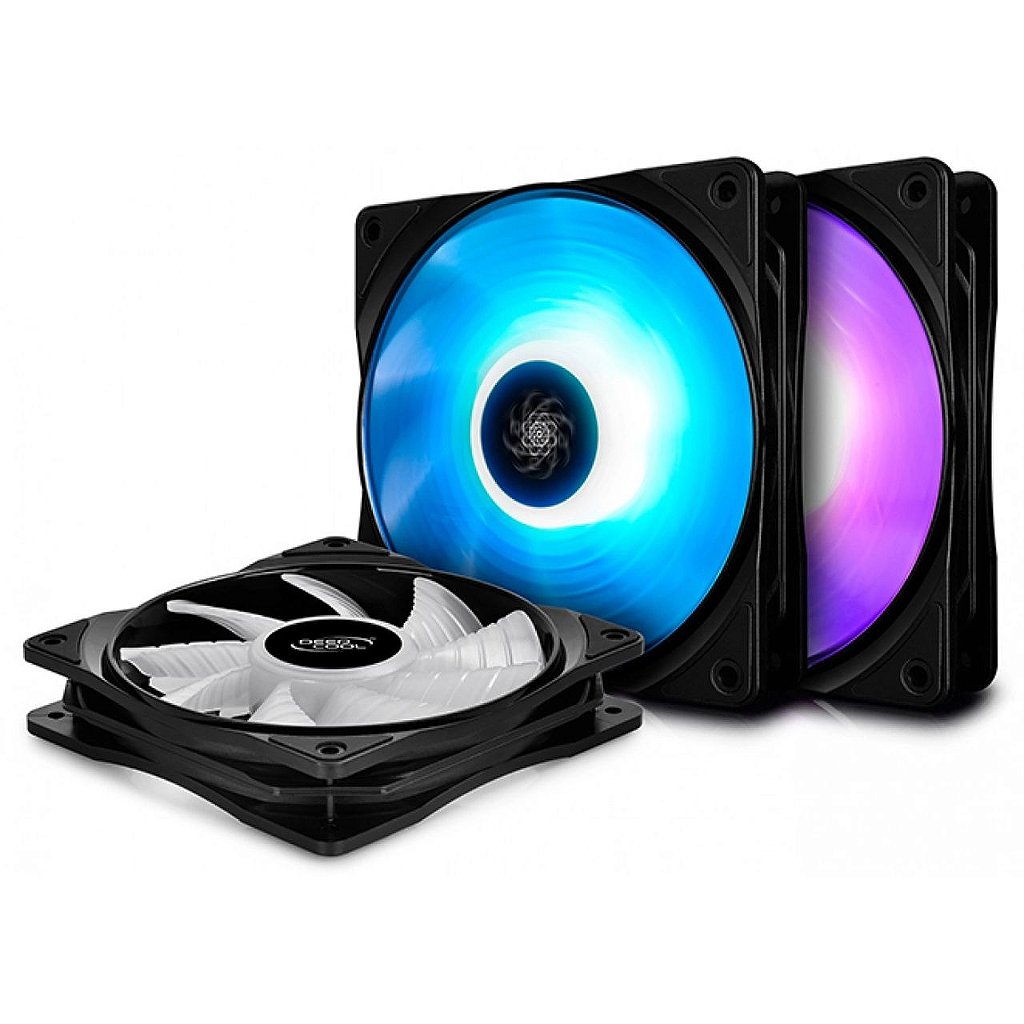 Detalhes de Kit Fan com 3 Unidades DeepCool RGB Led Fan 120mm - RF120