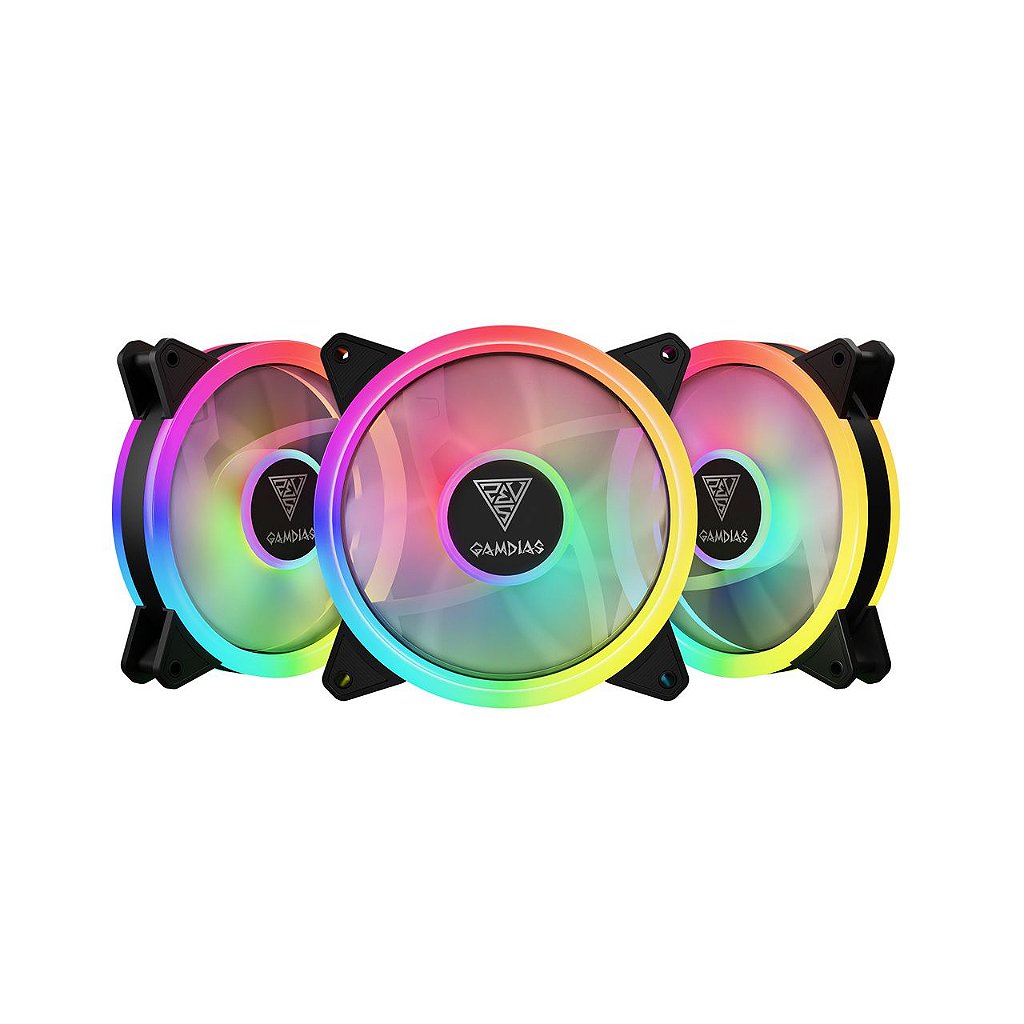 Kit Fan com 3 Unidades Gamdias Aeolus RGB 120mm M2-1203 Lite
